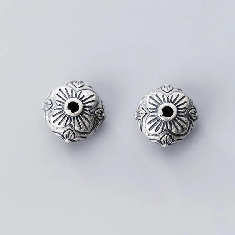 10mm Flat Round Flower 925 Silver Spacer Beads DIY Jewelry Making