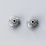 10mm Flat Round Flower 925 Silver Spacer Beads DIY Jewelry Making