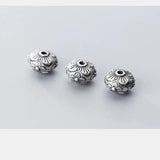 10mm Flat Round Flower 925 Silver Spacer Beads DIY Jewelry Making