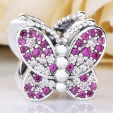 Pink Butterfly Beads for 925 Silver Bracelet DIY Jewelry