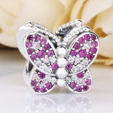 Pink Butterfly Beads for 925 Silver Bracelet DIY Jewelry