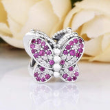 Pink Butterfly Beads for 925 Silver Bracelet DIY Jewelry