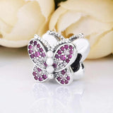 Pink Butterfly Beads for 925 Silver Bracelet DIY Jewelry