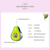 Enamel Avocado Charm Beads 925 Sterling Silver Jewelry