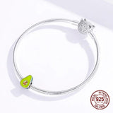 Enamel Avocado Charm Beads 925 Sterling Silver Jewelry