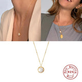 925 Silver Multilayer Chain Necklace with Pearl Pendant Fine Jewelry