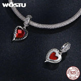 925 Silver Red Rose Flower Skull Charms Witch Bat Bead