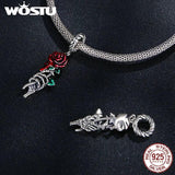 925 Silver Red Rose Flower Skull Charms Witch Bat Bead