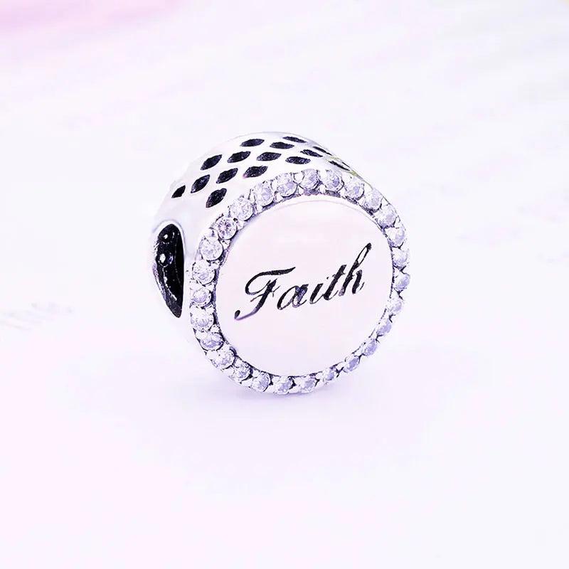 Family Love Faith Cross Bracelet 925 Silver DIY