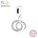 925 Silver Heart Circle Charm Bracelet Bead for Women