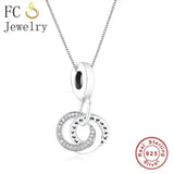 925 Silver Heart Circle Charm Bracelet Bead for Women