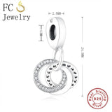 925 Silver Heart Circle Charm Bracelet Bead for Women