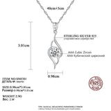 Evil-Eye Shape 925 Silver Pendant Necklace Clear CZ Stone Jewelry