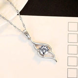 Evil-Eye Shape 925 Silver Pendant Necklace Clear CZ Stone Jewelry