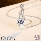 Evil-Eye Shape 925 Silver Pendant Necklace Clear CZ Stone Jewelry