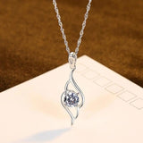 Evil-Eye Shape 925 Silver Pendant Necklace Clear CZ Stone Jewelry