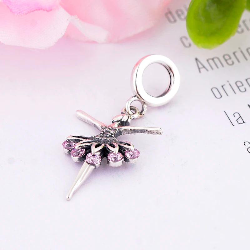 925 Silver Ballet Girl Ballerina Charm Bracelet