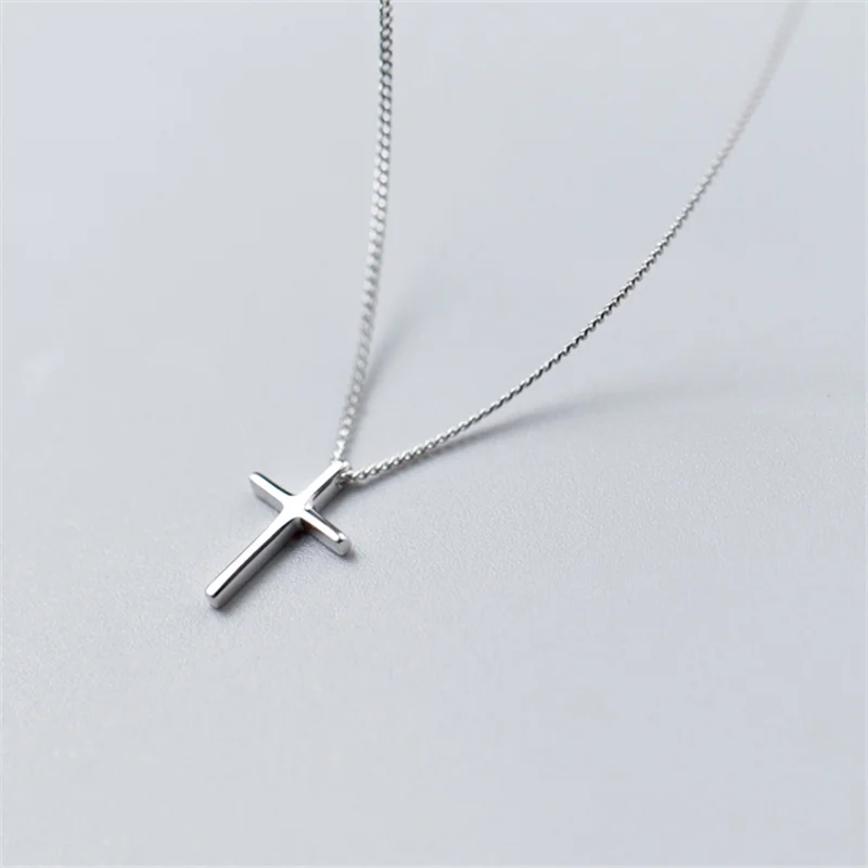 Vintage Ethnic Glossy Cross Pendant Choker Necklace 925 Sterling Silver Women