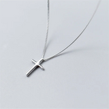 Vintage Ethnic Glossy Cross Pendant Choker Necklace 925 Sterling Silver Women