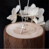 Vintage Ethnic Glossy Cross Pendant Choker Necklace 925 Sterling Silver Women