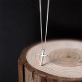 Vintage Ethnic Glossy Cross Pendant Choker Necklace 925 Sterling Silver Women