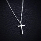 Vintage Ethnic Glossy Cross Pendant Choker Necklace 925 Sterling Silver Women
