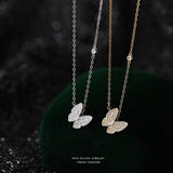 925 Silver Choker Zircon Butterfly Pendant Necklace Gift