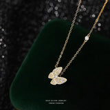 925 Silver Choker Zircon Butterfly Pendant Necklace Gift