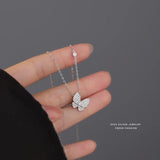 925 Silver Choker Zircon Butterfly Pendant Necklace Gift