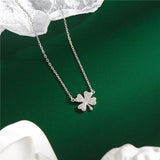 925 Silver Zirconia Clover Pendant Clavicle Chain Necklace