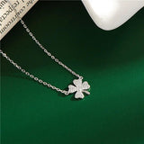 925 Silver Zirconia Clover Pendant Clavicle Chain Necklace