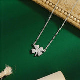 925 Silver Zirconia Clover Pendant Clavicle Chain Necklace