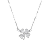 925 Silver Zirconia Clover Pendant Clavicle Chain Necklace
