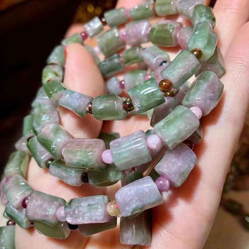 Meihan Natural AA Waterlemmon Tourmaline Cut Loose Beads Bracelet Stone