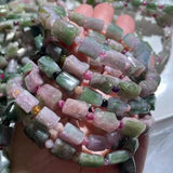 Meihan Natural AA Waterlemmon Tourmaline Cut Loose Beads Bracelet Stone