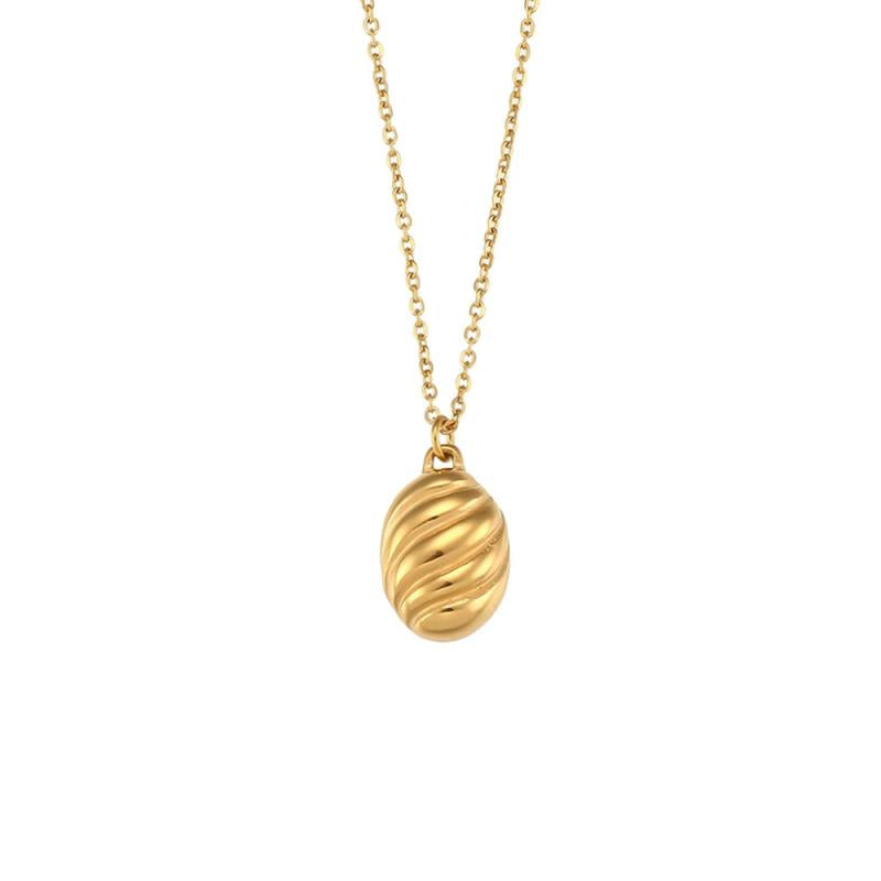 Minimalist Small Oval Croissant Pendant Necklace for Woman