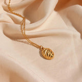 Minimalist Small Oval Croissant Pendant Necklace for Woman