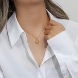Minimalist Small Oval Croissant Pendant Necklace for Woman