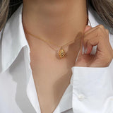 Minimalist Small Oval Croissant Pendant Necklace for Woman