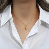 Minimalist Small Oval Croissant Pendant Necklace for Woman