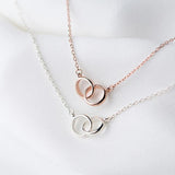925 Silver Necklace Zircon Double Circle Pendant Women Jewelry Wedding Gift