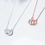 925 Silver Necklace Zircon Double Circle Pendant Women Jewelry Wedding Gift