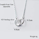 925 Silver Necklace Zircon Double Circle Pendant Women Jewelry Wedding Gift