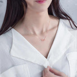 925 Silver Necklace Zircon Double Circle Pendant Women Jewelry Wedding Gift