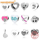 925 Silver Heart Beads Love Charm for Bracelet Necklace