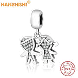 925 Silver Little Boy Girl Dangle Charm Bead for Bracelet Necklace DIY