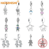 925 Silver Little Boy Girl Dangle Charm Bead for Bracelet Necklace DIY