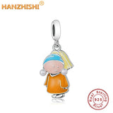 925 Silver Little Boy Girl Dangle Charm Bead for Bracelet Necklace DIY