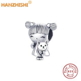 925 Silver Little Boy Girl Dangle Charm Bead for Bracelet Necklace DIY