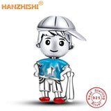 925 Silver Little Boy Girl Dangle Charm Bead for Bracelet Necklace DIY